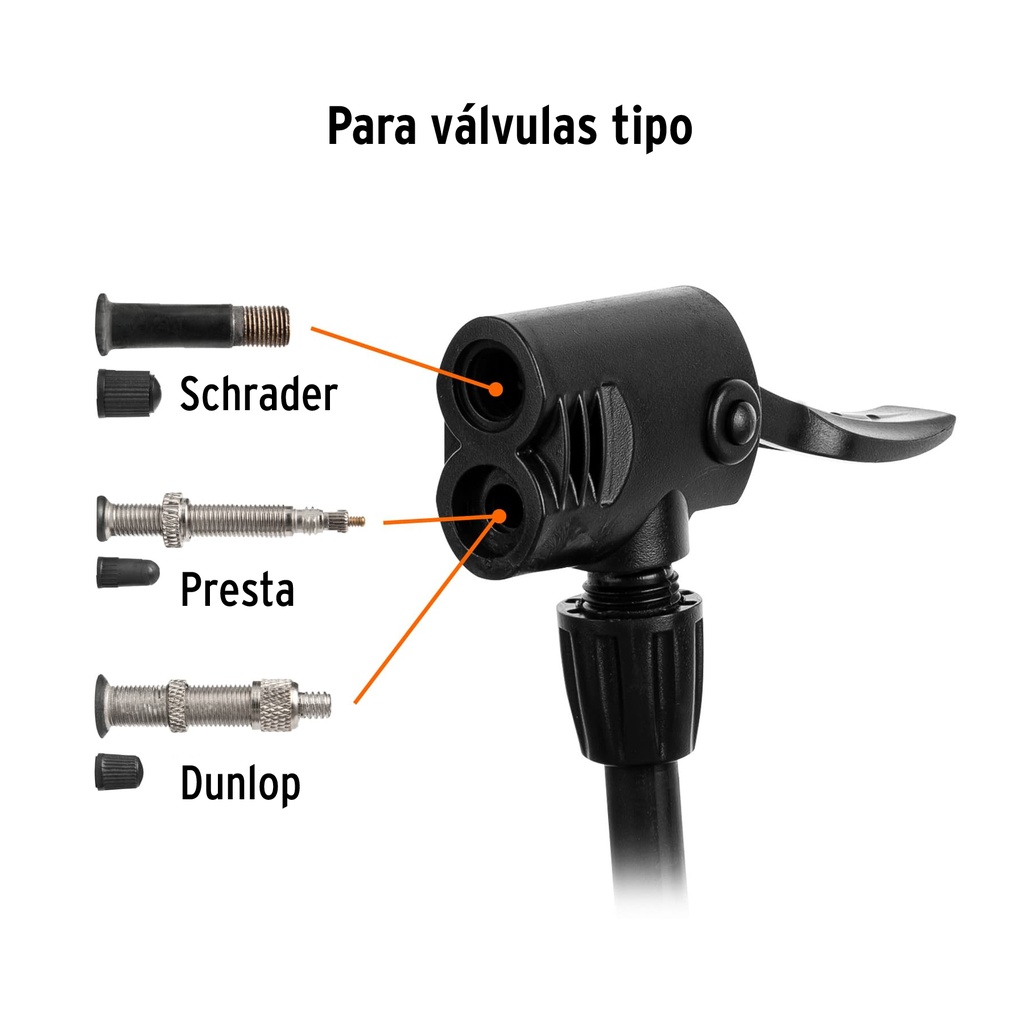 Bomba manual para inflar, 100 PSI, Truper BOM-TR