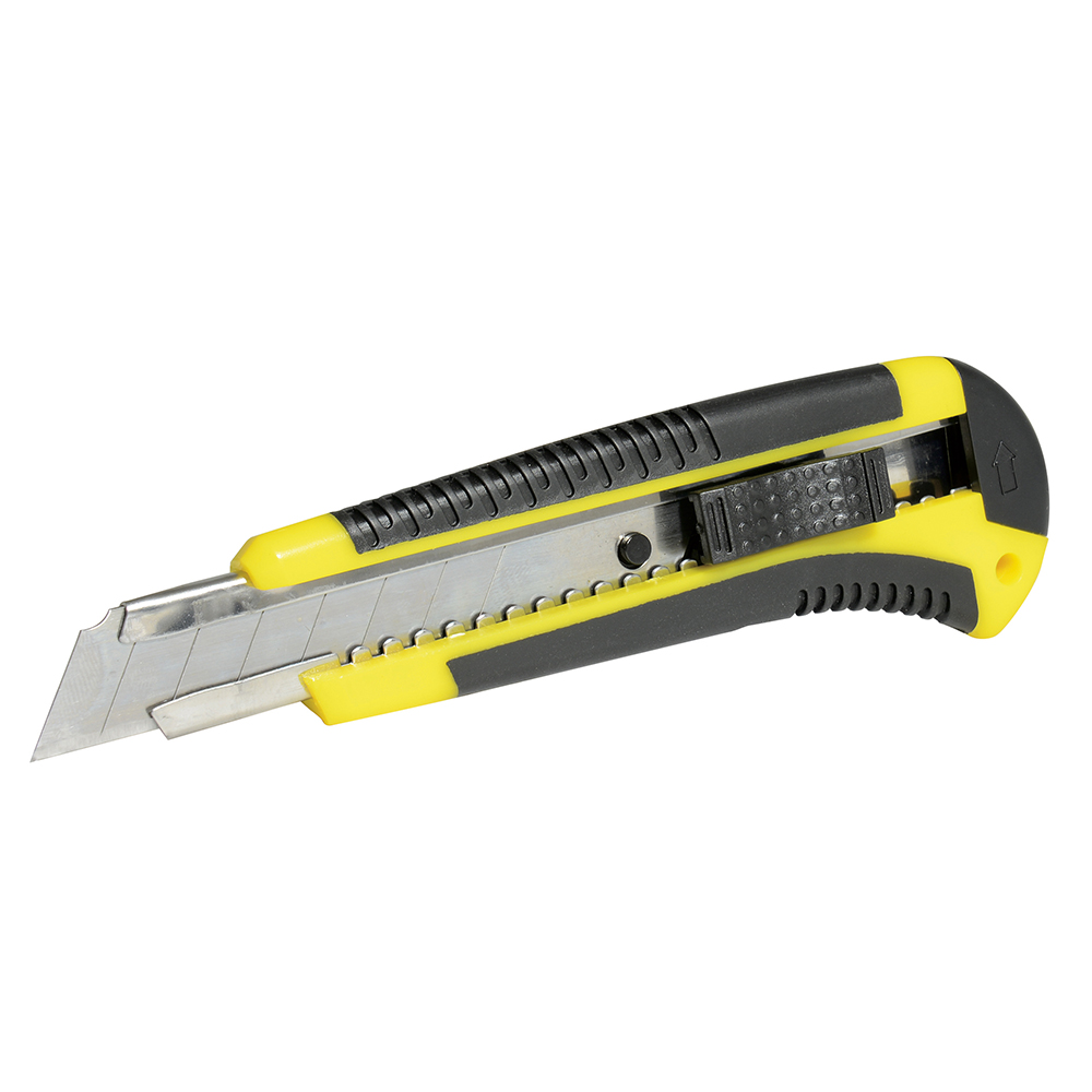 Cutter con cuerpo de plástico bimaterial de 18 mm, cambio automático de navaja