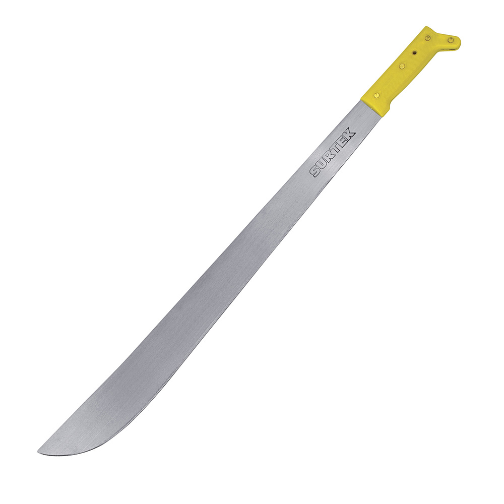 Machete laminado con mango amarillo recto 14"