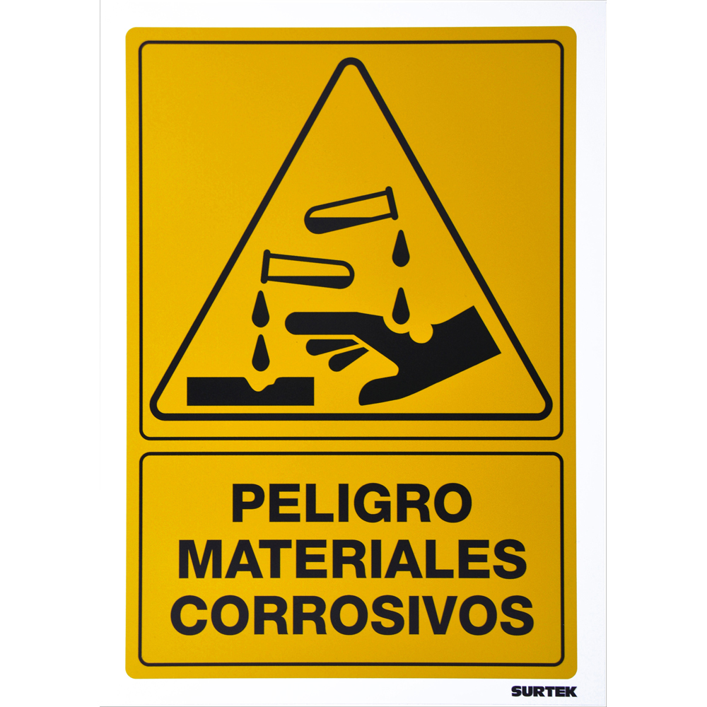 Señal "Peligro materiales corrosivos"