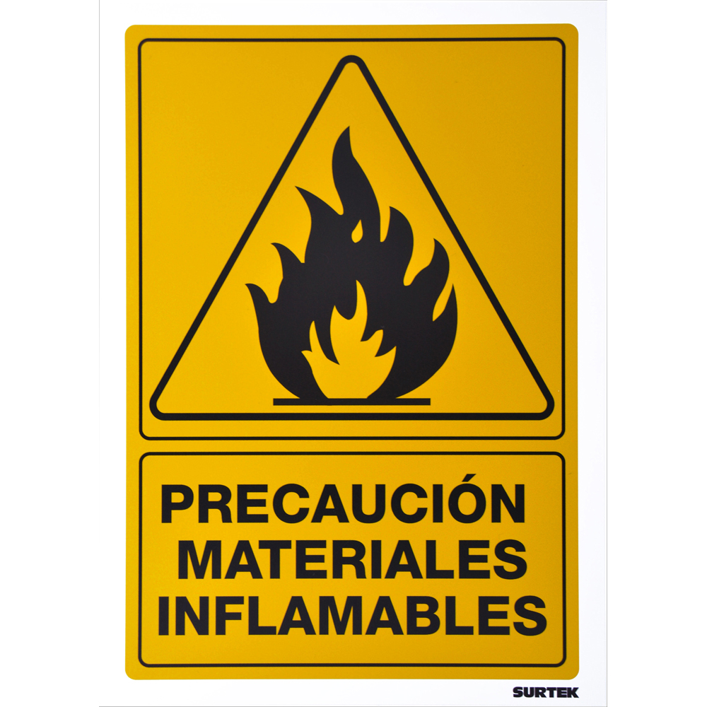 Señal "Precaución materiales inflamables"