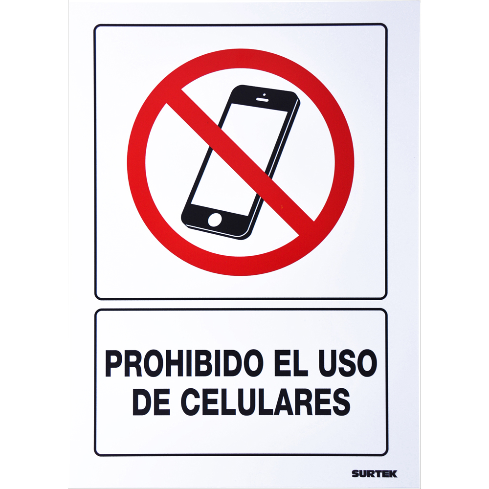 Señal "Prohibido el uso de celulares"