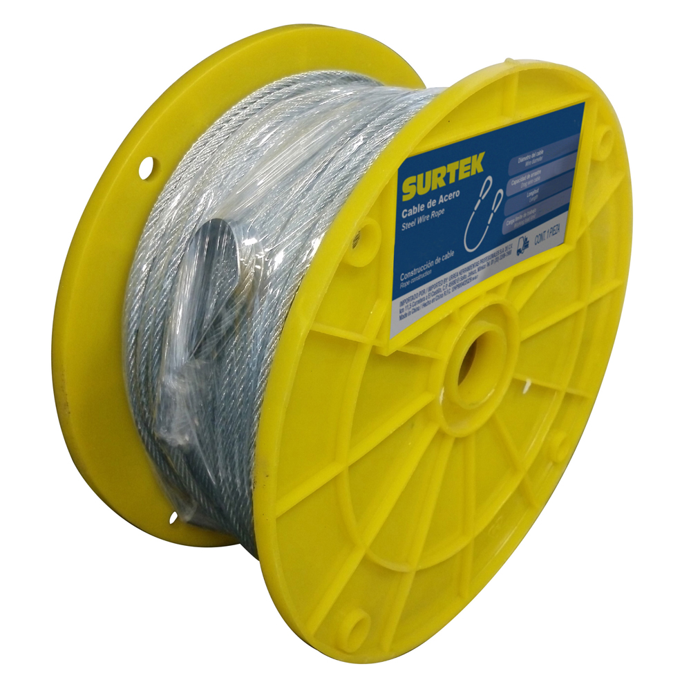 Cable de acero con guardacabo 1/4" x 75 m