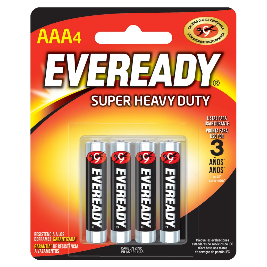 Pila alcalina Eveready® "AAA", 4 piezas