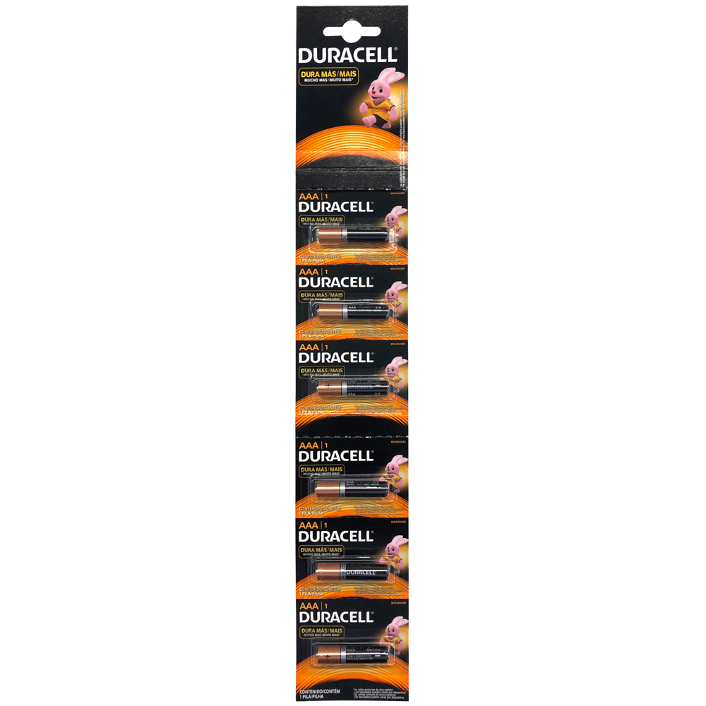 Tira de pilas alcalinas Duracell® "AAA", 6 piezas