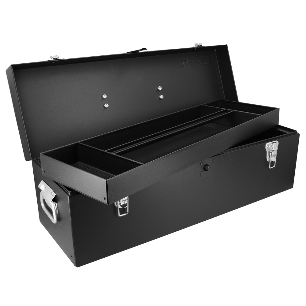 Caja portaherramientas metálica negra 25" x 8" x 9"