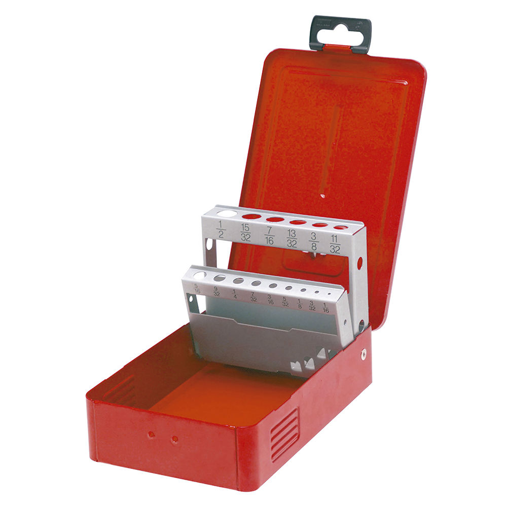 Caja metálica para 15 brocas roja 7" x 4" x 2"