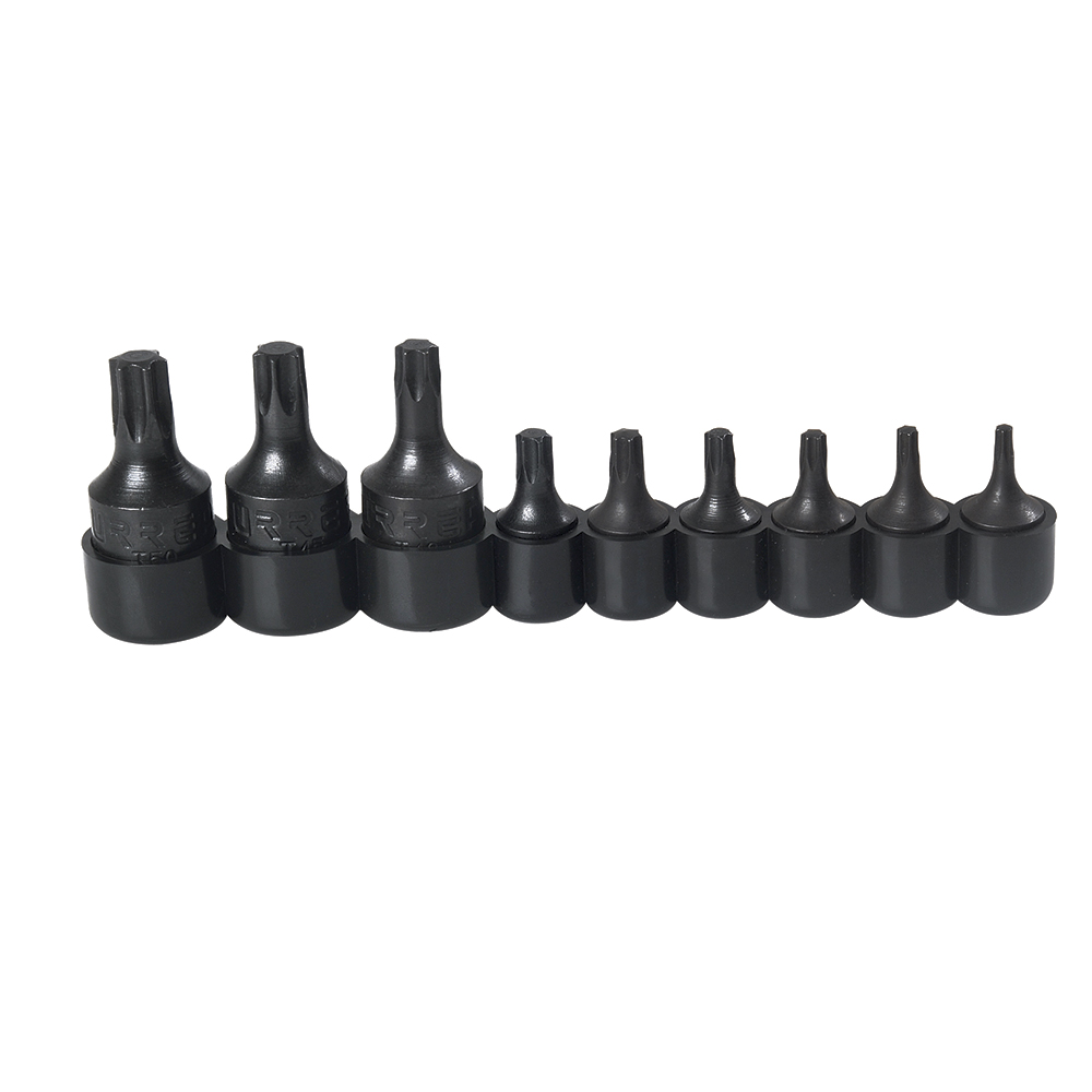 Juego de dados con punta torx cuadro de 1/4" y 3/8", 9 piezas