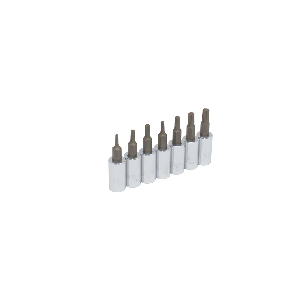 Juego de dados con punta torx cuadro de 1/4", en riel, 7 piezas