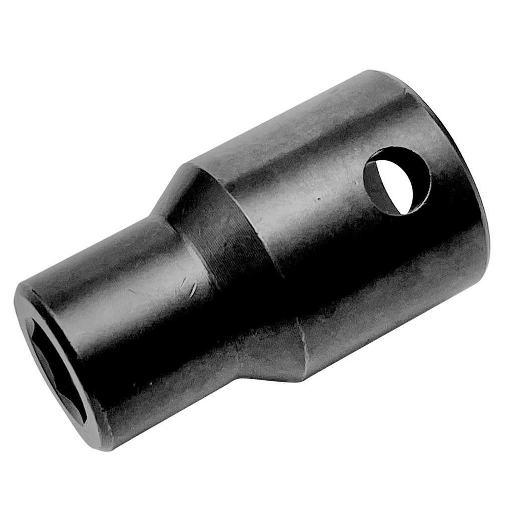 Adaptador de impacto con barreno pasado para puntas hexagonales 5/16", cuadro 1/2"