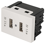 Toma con 2 puertos USB, 1.5 módulos, línea Española, blanco C2USB-EB