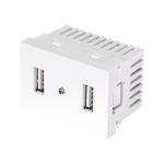 Toma con 2 puertos USB blanco de 1.5 módulos, línea Lisboa C2USB-LB