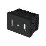 Toma con 2 puertos USB negro de 1.5 módulos, línea Lisboa C2USB-LN