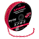 Metro de cadena de 3 mm de plástico roja, carrete de 50 m CAPL-3R