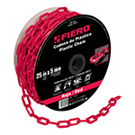 Metro de cadena de 5 mm de plástico roja, carrete de 25 m CAPL-5R