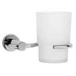 Portavaso cepillero cromo con vaso de vidrio, Foset Element ELA-71