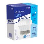 Pack de 4 lámparas de LED A19 9 W luz de día, caja, Volteck LED-60FX4