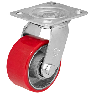 RODAJA FIERRO PU ROJO GIRATORIA 4"