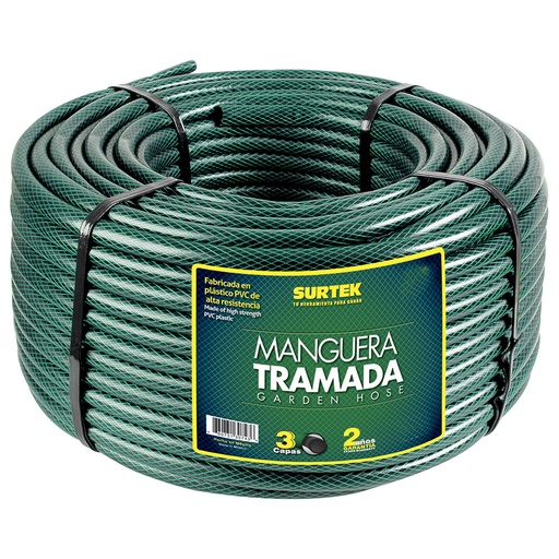 [M34T100] Manguera para jardín tramada en rollo verde 3/4", 100 m