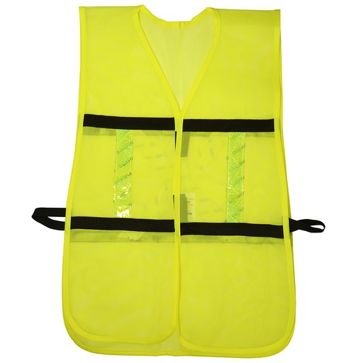 [137495] Chaleco de seguridad de malla de poliéster con ajuste de doble gancho amarillo unitalla