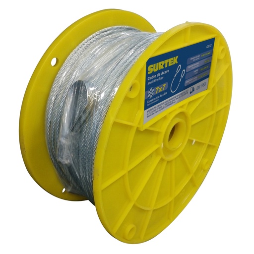 [CAP112] Cable de acero con guardacabo recubrimiento PVC 1/16" x 75 m