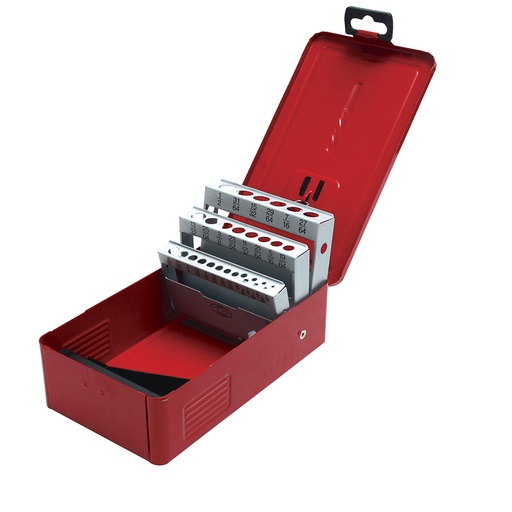 [4079] Caja metálica para 29 brocas roja 5" x 4" x 3"