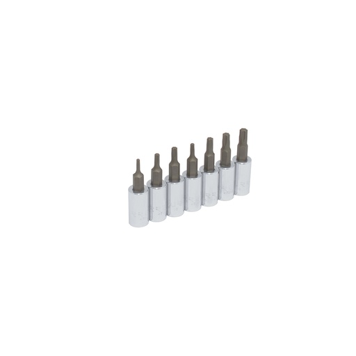 [4739C] Juego de dados con punta torx cuadro de 1/4", en riel, 7 piezas