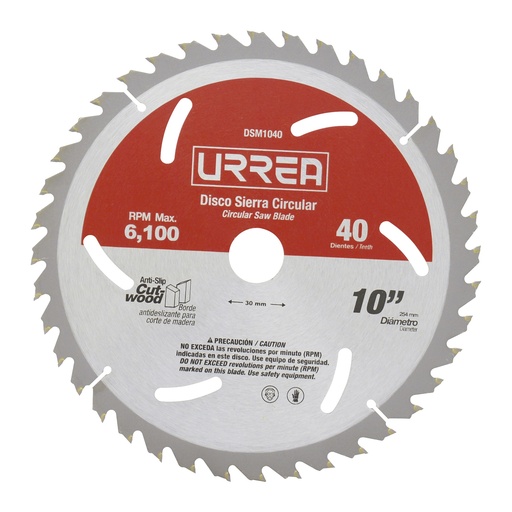 [DSM1040] Disco para sierra circular para madera 40 dientes, 10"