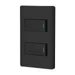 [47887] Placa armada negra con 2 interruptores 1 módulo, Lisboa PA-APDO1-LN