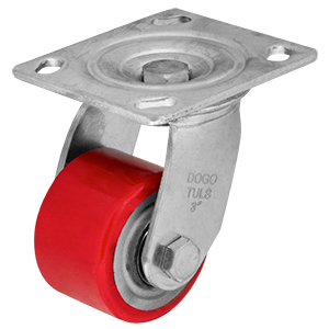 [ZF5061] RODAJA FIERRO PU ROJO GIRATORIA 3"