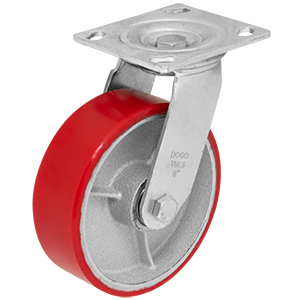 [ZF5064] RODAJA FIERRO PU ROJO GIRATORIA 6"